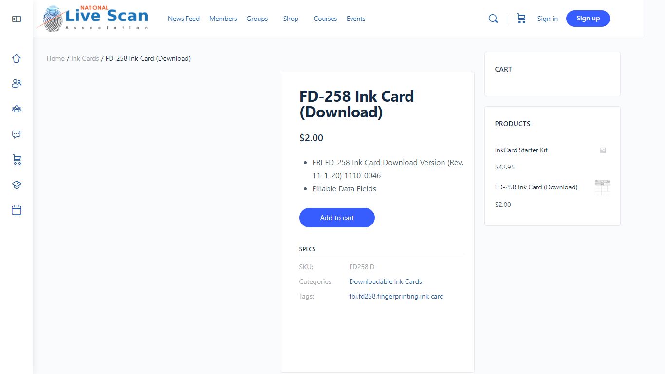 FD-258 Ink Card (Download) - National Live Scan Association